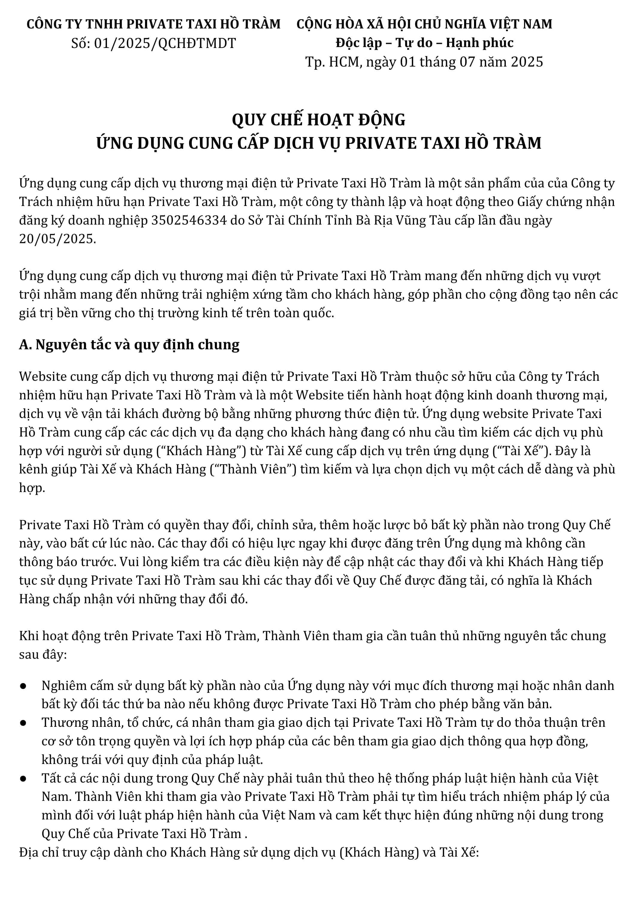 Quy chế hoạt động