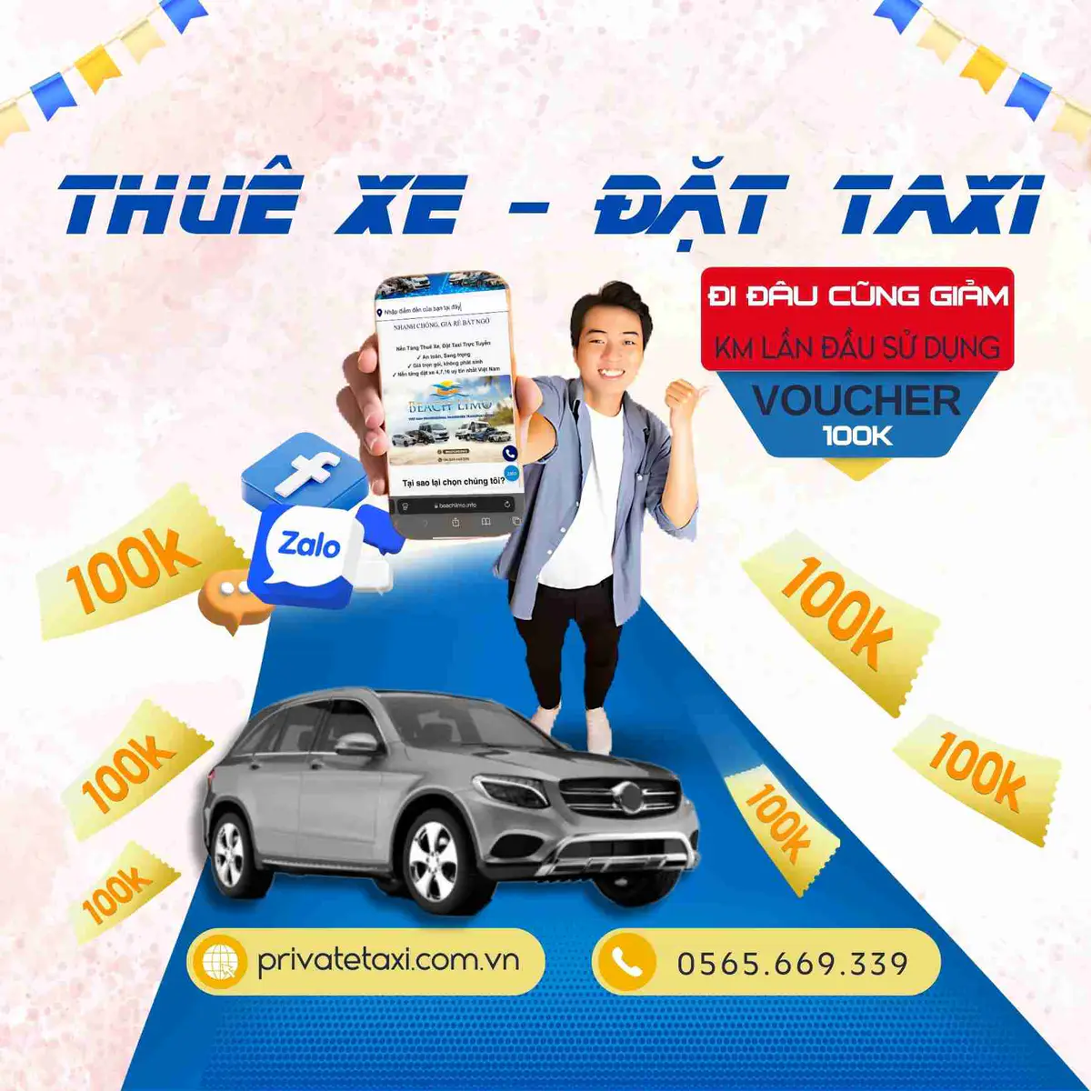 Nhận Ngay Voucher 100K Khi Đặt Xe Cùng Private Taxi Hồ Tràm