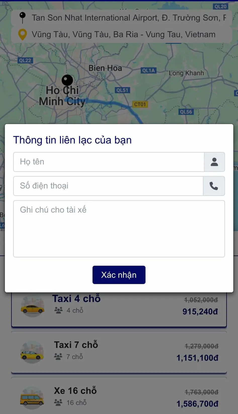 Hướng dẫn đặt xe trực tuyến cùng Private Taxi Hồ Tràm – Nhanh chóng, tiện lợi