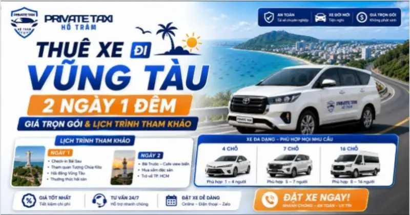Thuê xe đi Vũng Tàu 2 ngày 1 đêm: Giá trọn gói & lịch trình tham khảo Thuê xe đi Vũng Tàu 2 ngày 1 đêm: Giá trọn gói & lịch trình tham khảo